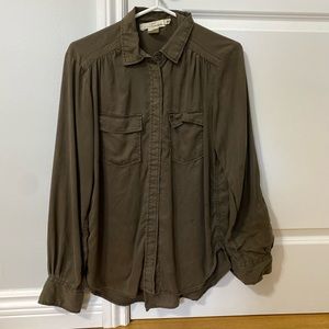 Olive green button down shirt